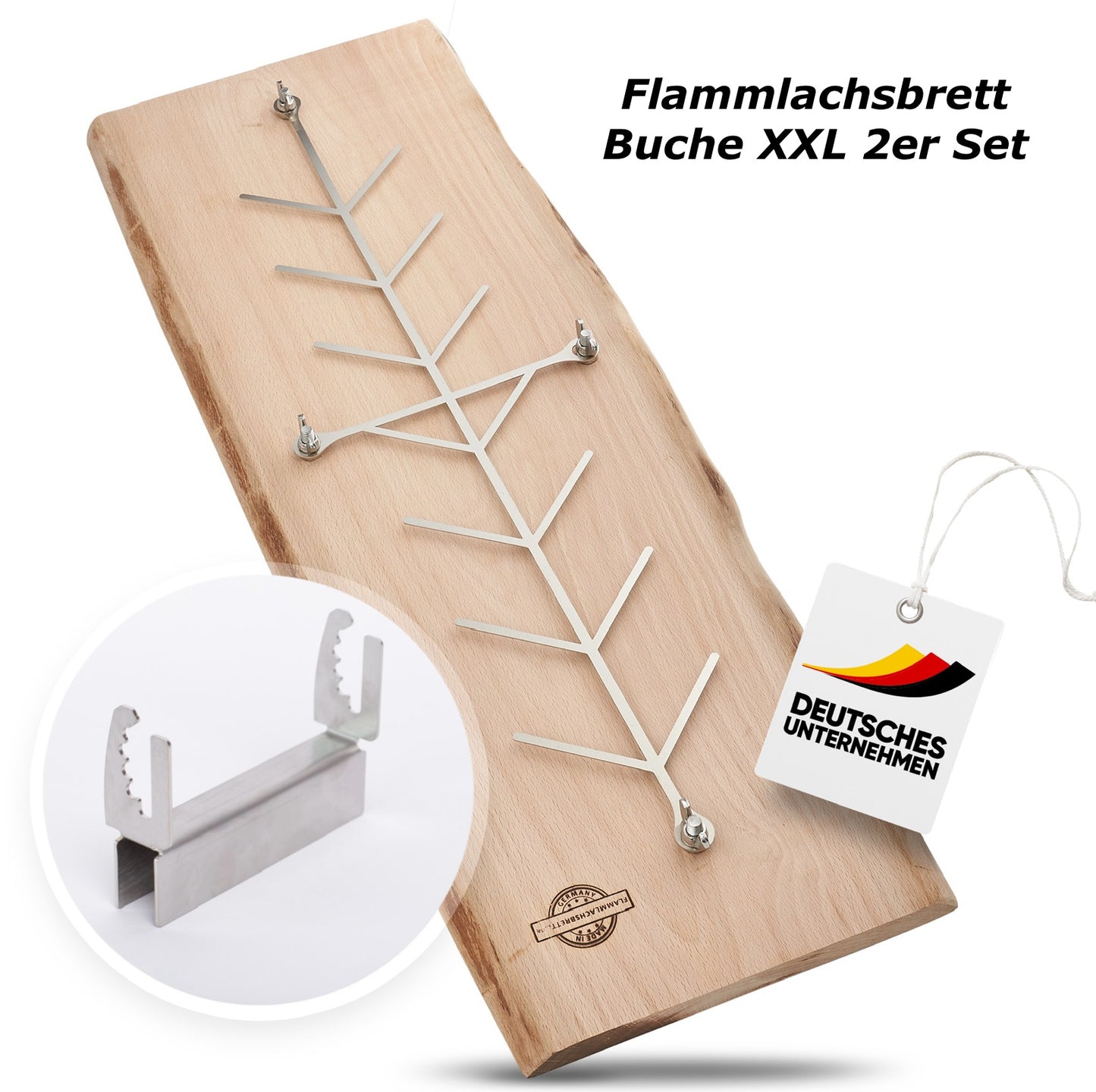 Flammlachsbrett Buche XXL rustikal 2er Set