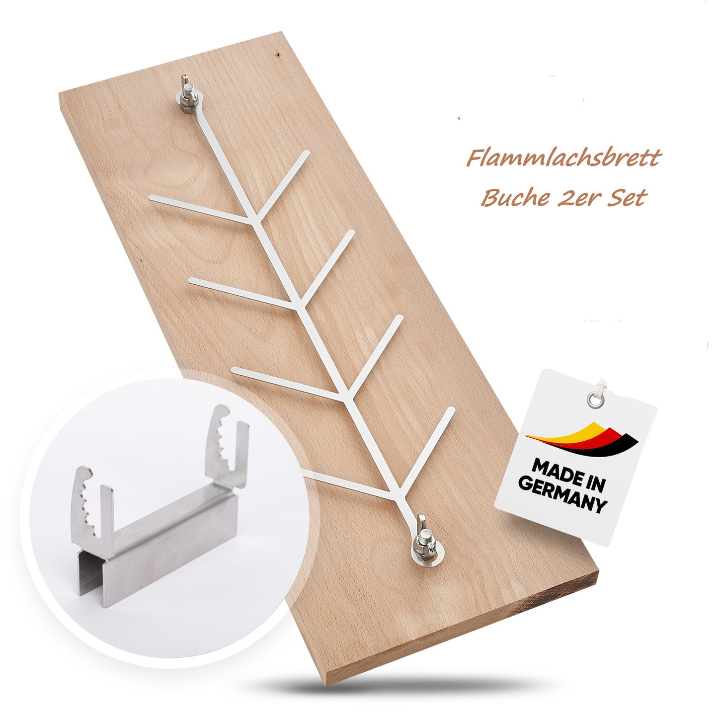 Flammlachsbrett Buche 2er Set