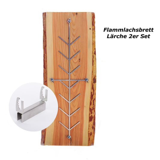 Flammlachsbrett Lärche XXL rustikal 2er Set