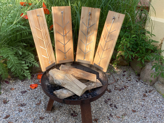 Flammlachsbrett Lärche 4er Set