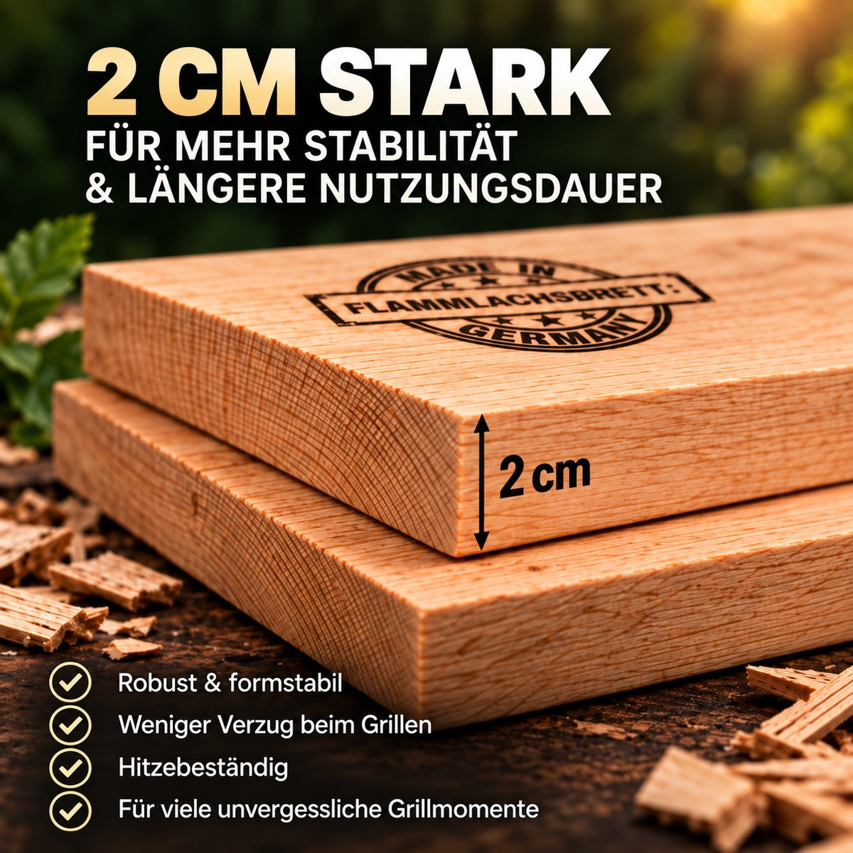 Räucherbrett Buche 6er Set - Grillplanken 30 x 14 x 2 cm - Made in Germany