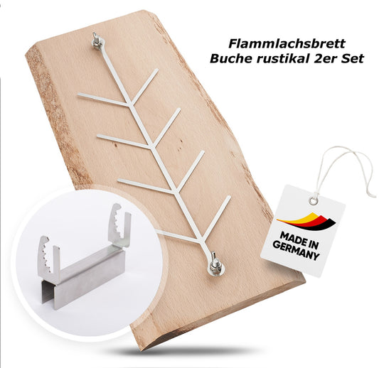 Flammlachsbrett Buche rustikal 2er Set