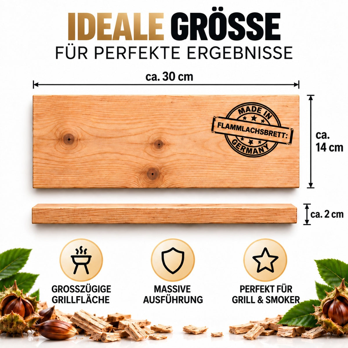 Räucherbrett Buche 6er Set - Grillplanken 30 x 14 x 2 cm - Made in Germany