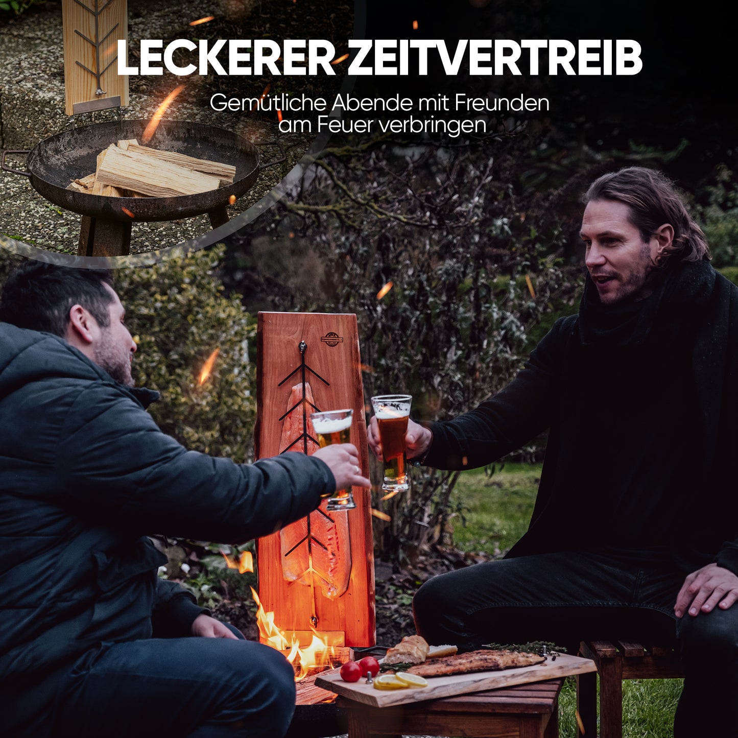 Flammlachsbrett Buche 2er Set