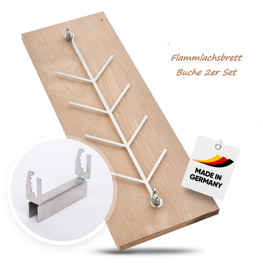 Flammlachsbrett Buche 2er Set