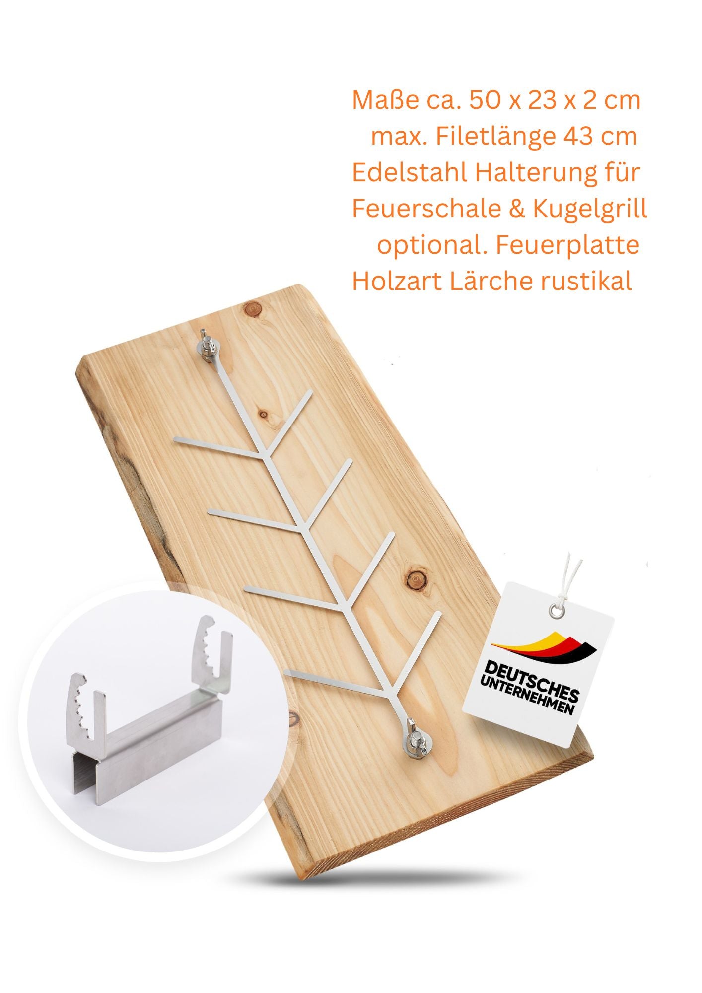 Flammlachsbrett Lärche rustikal 2er Set