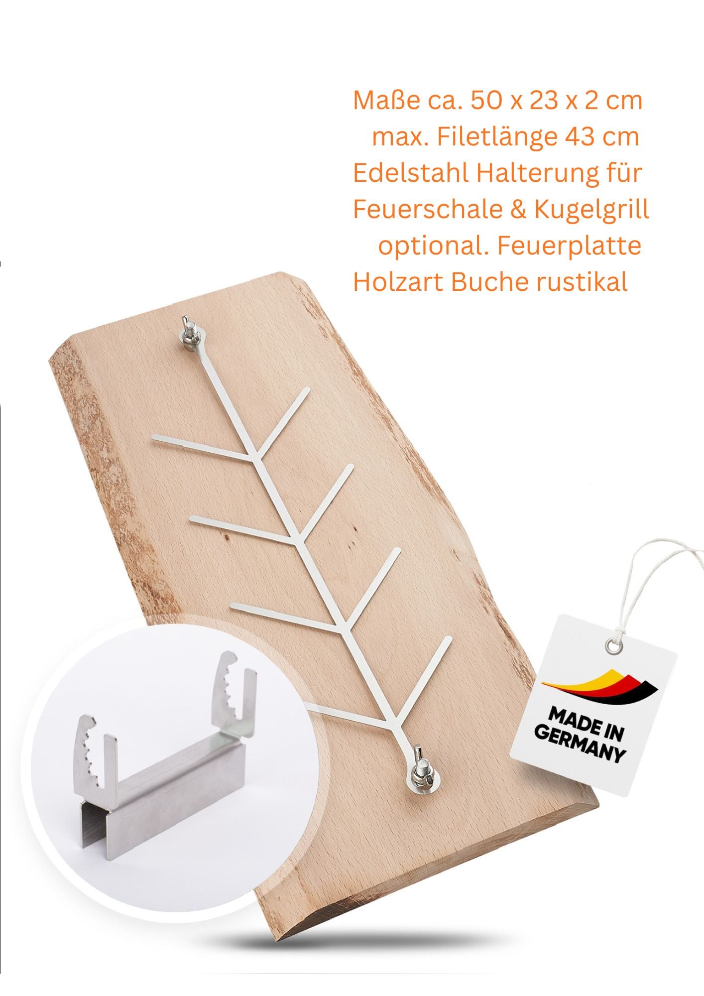 Flammlachsbrett Buche rustikal